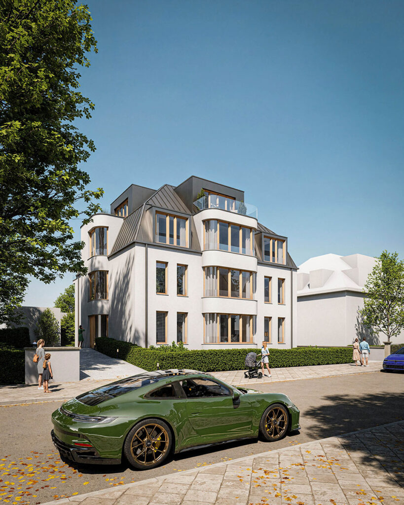 Geplante Stadtvilla im Zooviertel Düsseldorf, Mehrfamilienhaus in nachhaltiger Holzrahmenbauweise von BRAWO Architekten